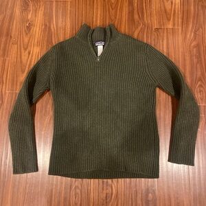 Patagonia Olive Ribbed Quarter-Zip Pullover